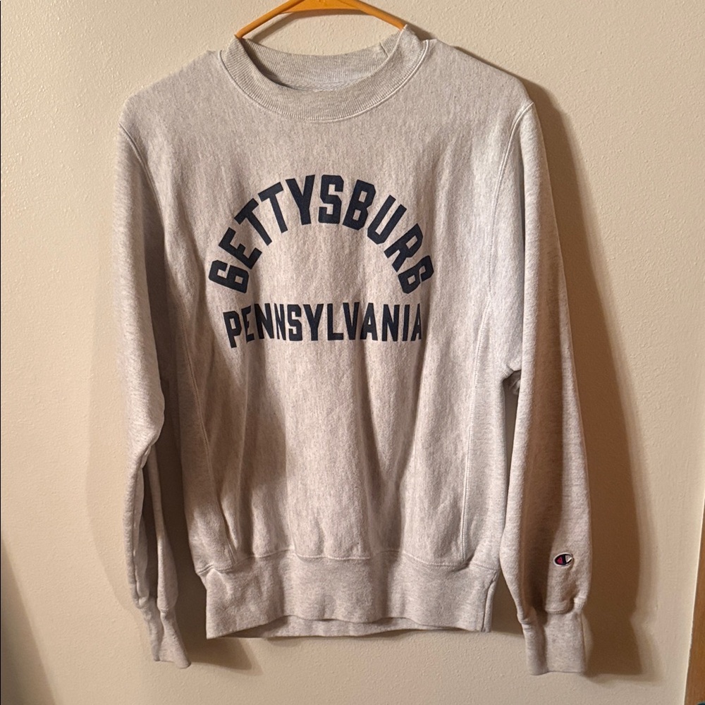 Champion Gray Crewneck Sweater with Gettysburg Print